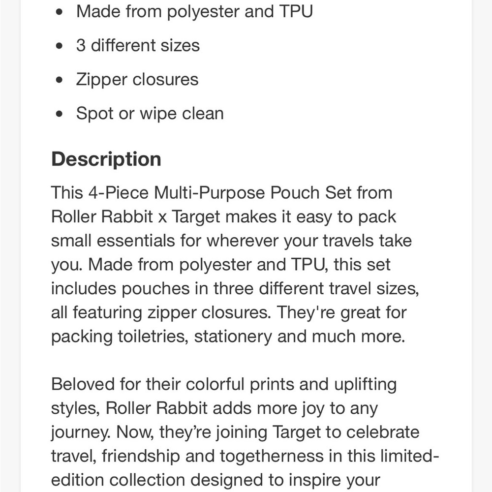 Roller Rabbit X Target 4pc Multi-Purpose Pouch Se… - image 5